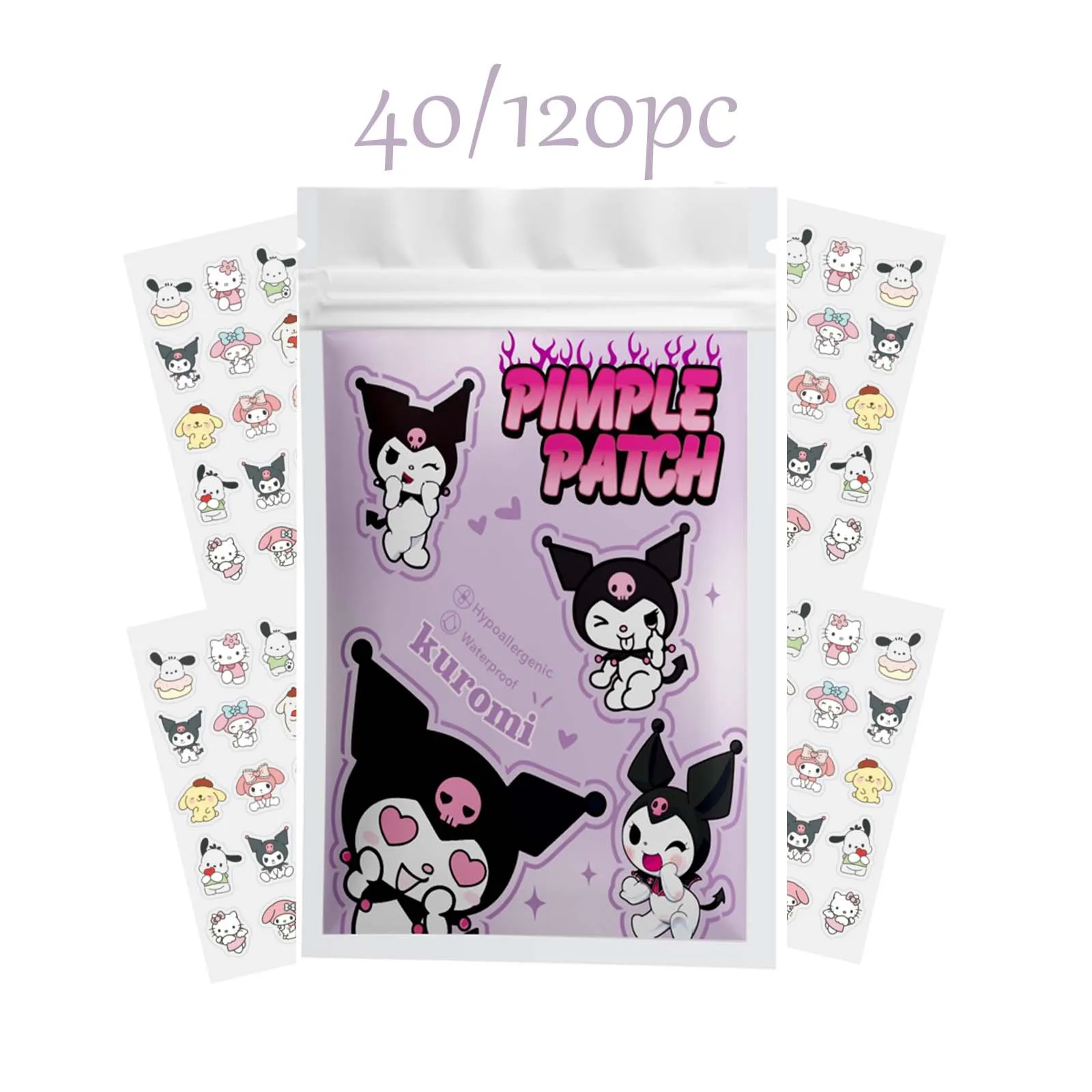40/120PCS  Soft Cartoon Hello Kitty Spot Patches, Adorable Clear Hydrogel Blemish Cover