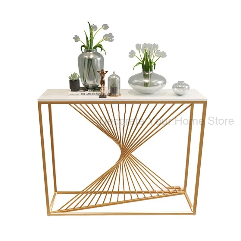 

Nordic Console Table Light Luxury Living Room Furniture Modern Iron Sofa Tables Italian Minimalist Home Rectangular Coffee Table