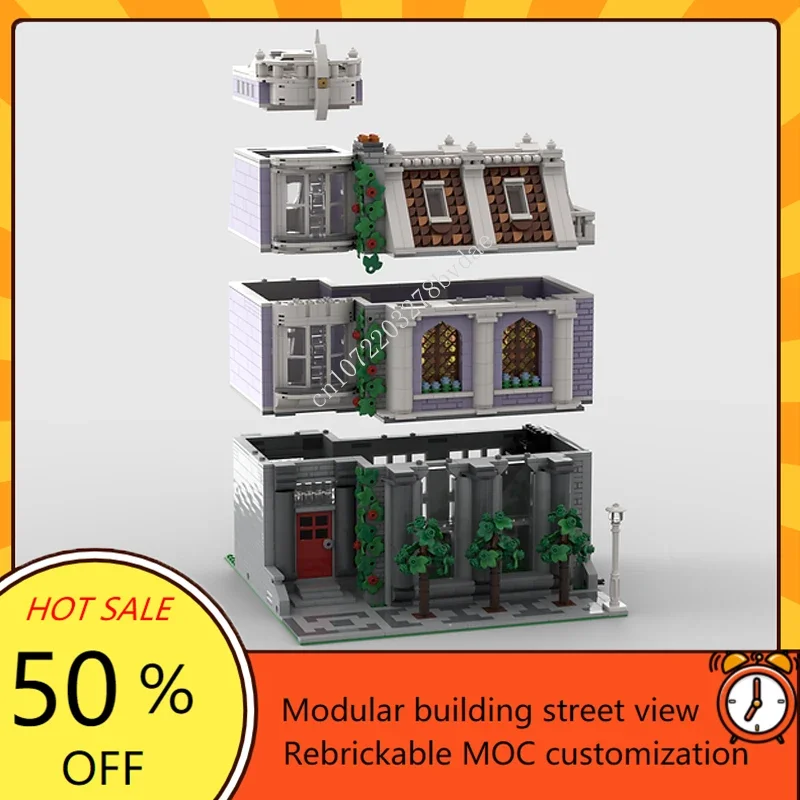 MOC-décennie s de construction modulaires, modèle de vue sur la rue, bricolage, architecture, éducation, assemblage, boutique de fleuriste, jouets modèles, cadeaux créatifs, 2658 pièces