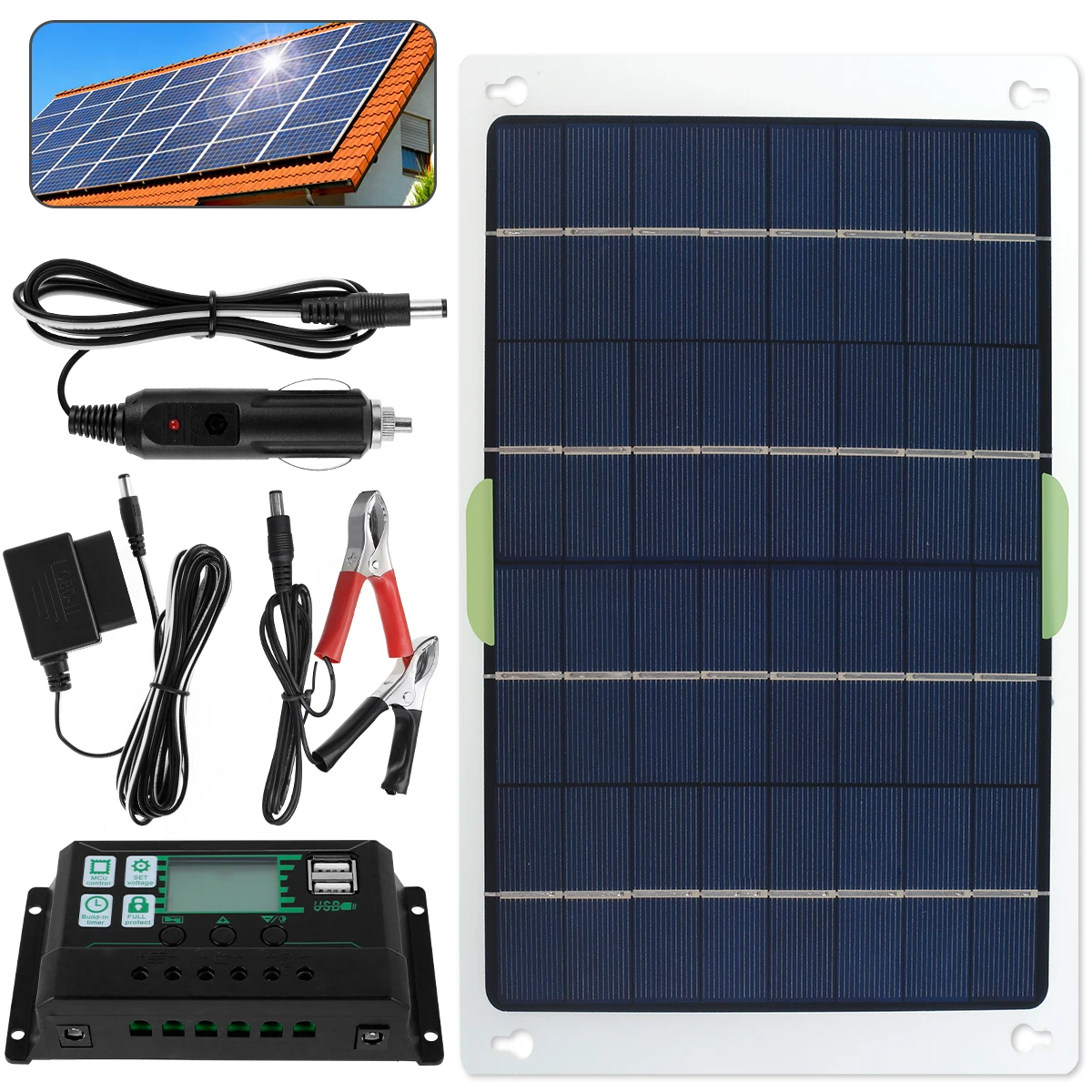 Portable Solar Panel Waterproof 12/24V 250W High Efficiency Monocrystalline Solar Trickle Battery Charger For Car RV Boat