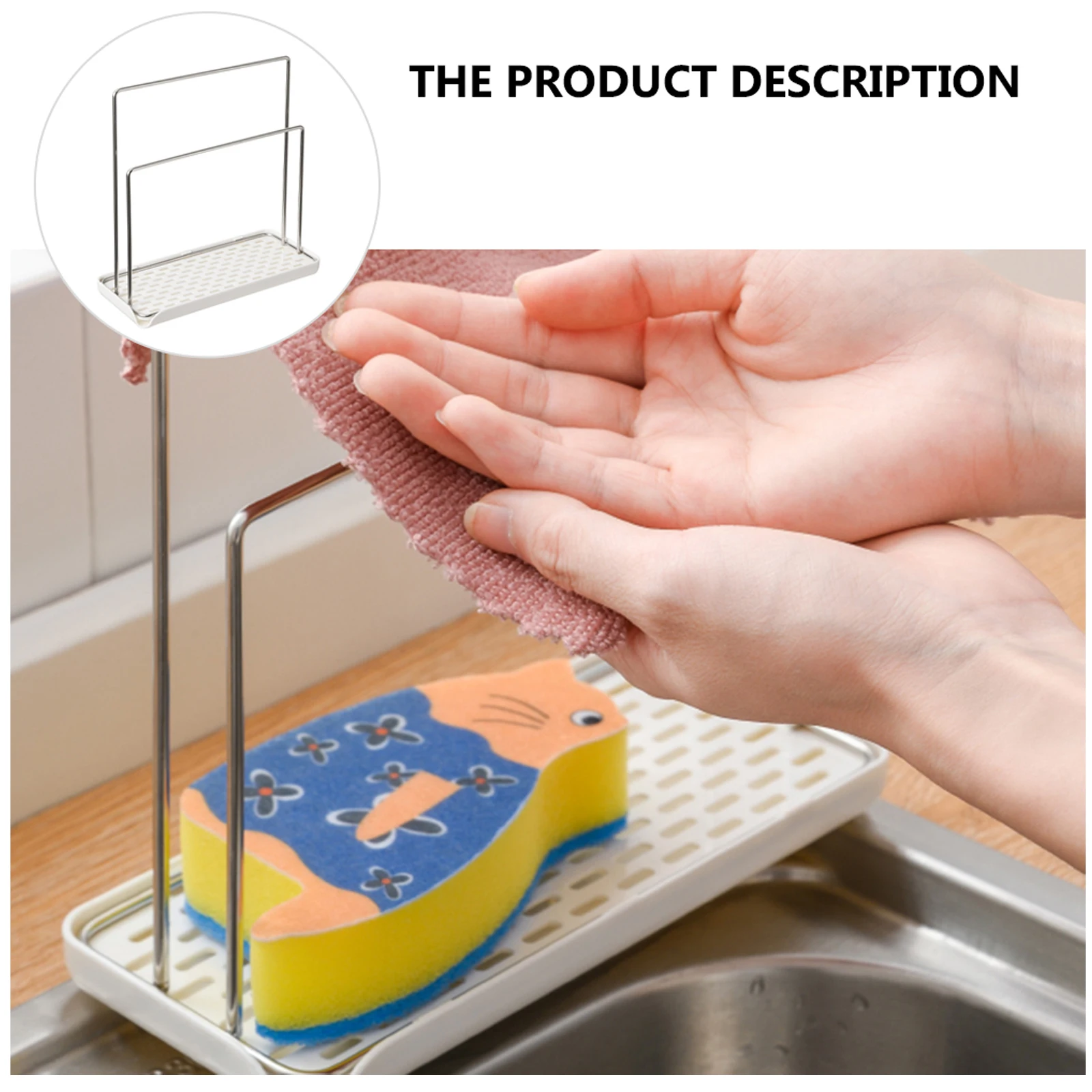 

Multifunctional Kitchen Storage Rack Sponge Holder Stainless Steel Plastic Drainer Rag Shelving Space Saver Bathroom Organizers