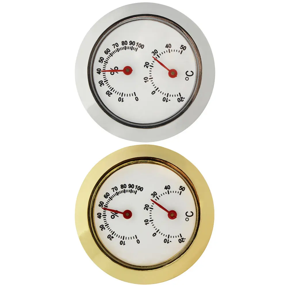 2Pcs Metal Mini Hygrometer Thermometer Round Design for Guitar Violin Humidity Control Prevent Warping Guitar Accessories Gifts