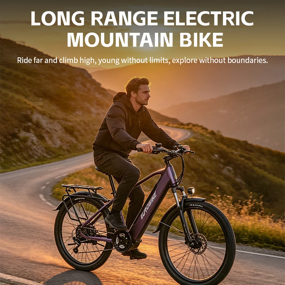 Electric Mountain Bike 400W, 48V17.5Ah Removable Battery, Hydraulic Disc Brake, 24Speed, 27.5Inch, Free Rack City off-road Ebike image 9