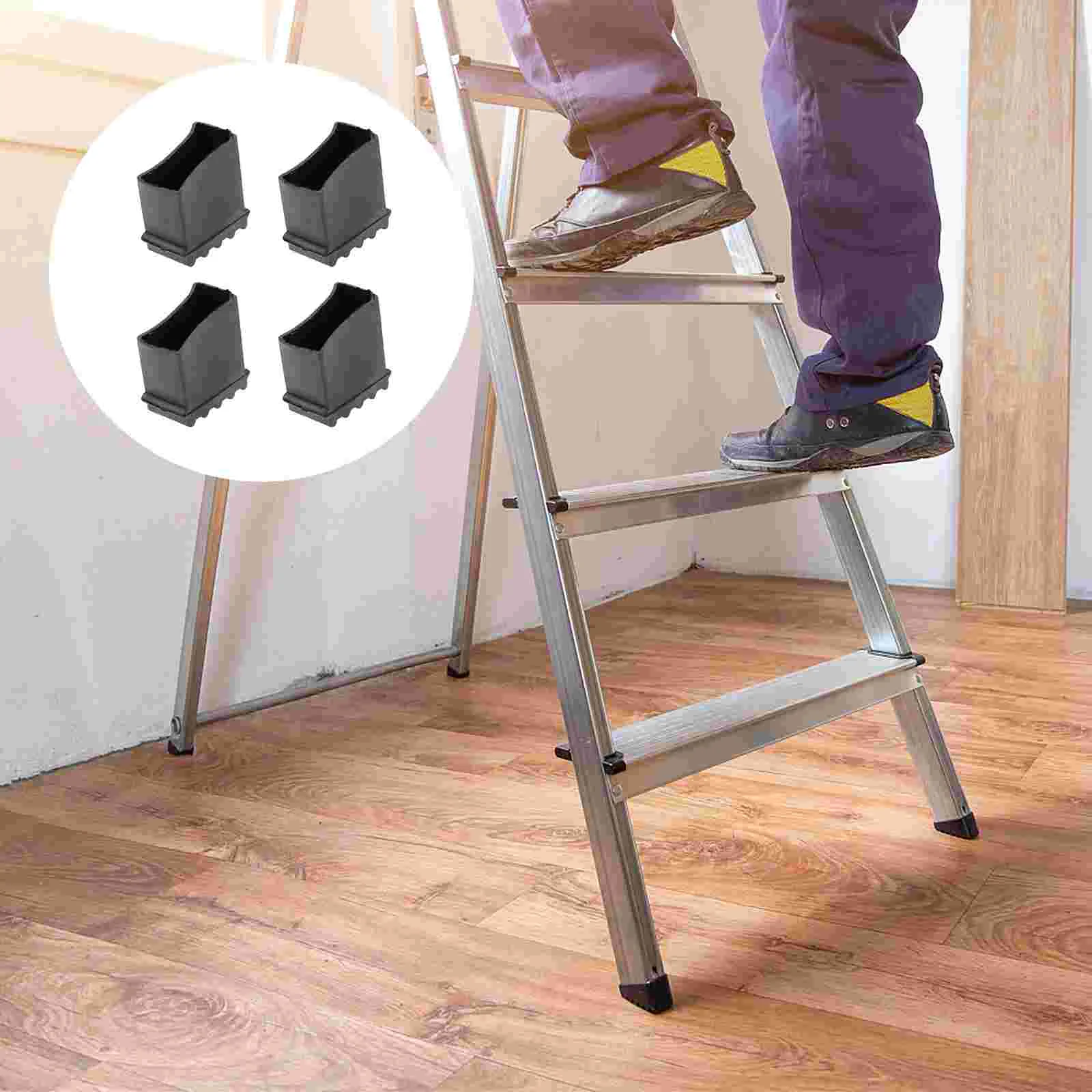 4 Pcs Floor Mat Foot Pad for Stepladder Pads Folding Protector Feet Protectors Rubber Skid-proof Non-skid Work Furniture