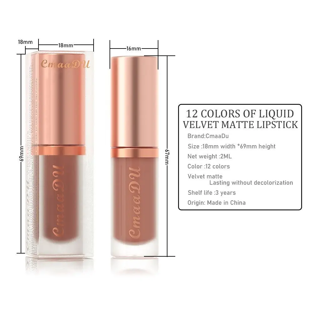 Lápiz labial mate de terciopelo Sexy para mujer, tinte para labios de larga duración, resistente al agua, antiadherente, cosméticos para labios, 10 colores