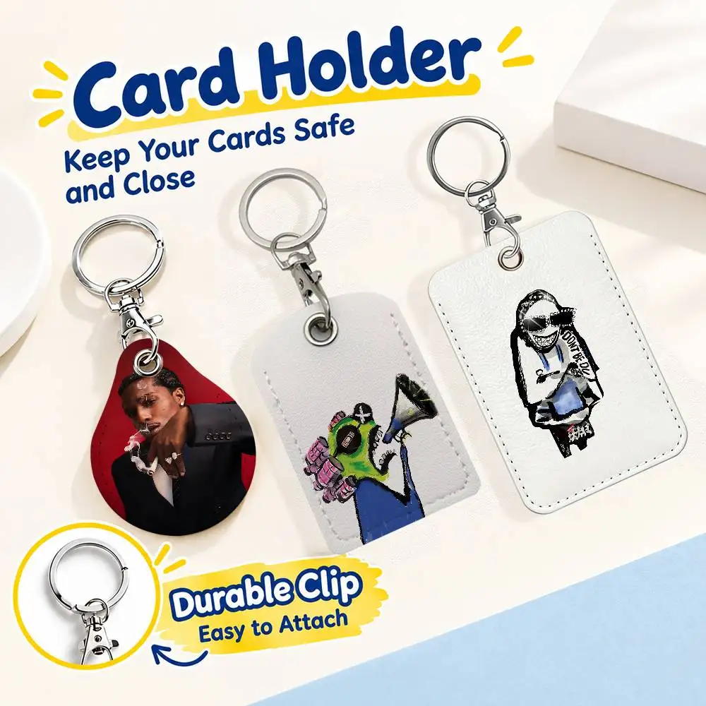 FOR ASAP Rocky Card Holder Men And Womenn Universal Antirust Keychain Learther Access Drop Key Tag Ring