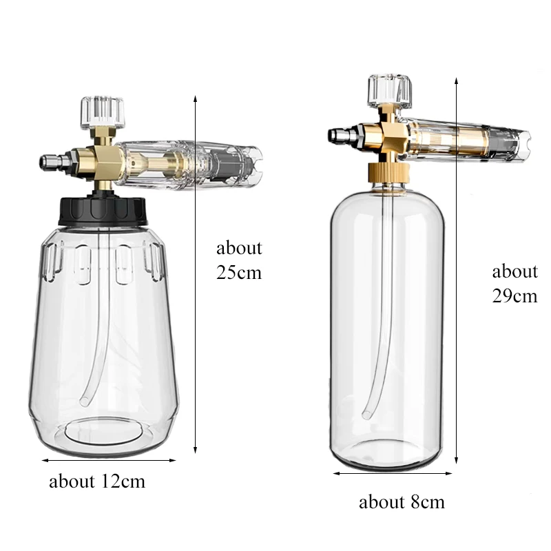 pulverizador de espuma pistola de água e lança de espuma deLavagem De Carro Acessórios Completa transparente Lança De Espuma De Neve Com 1/4 Conexão