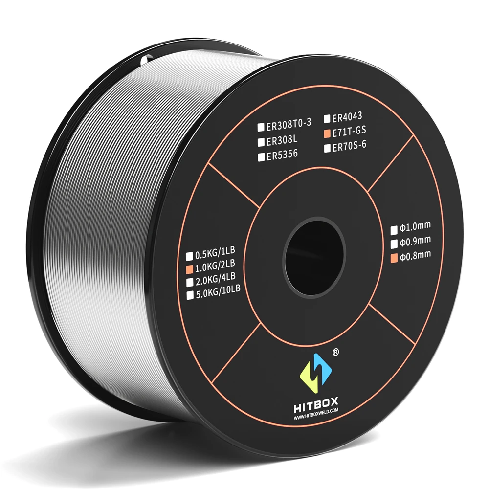 HITBOX E71T-GS Welding Wire 0.8mm 1KG Flux Cored Gasless MIG Welding Machine Accessories For MIG Soldering Tool Universal Wire