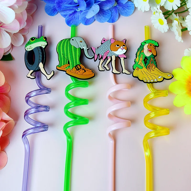 8pcs Family Birthday Party Set with Ancient Chinese Mythical Creatures Accessories and Twisted Straws