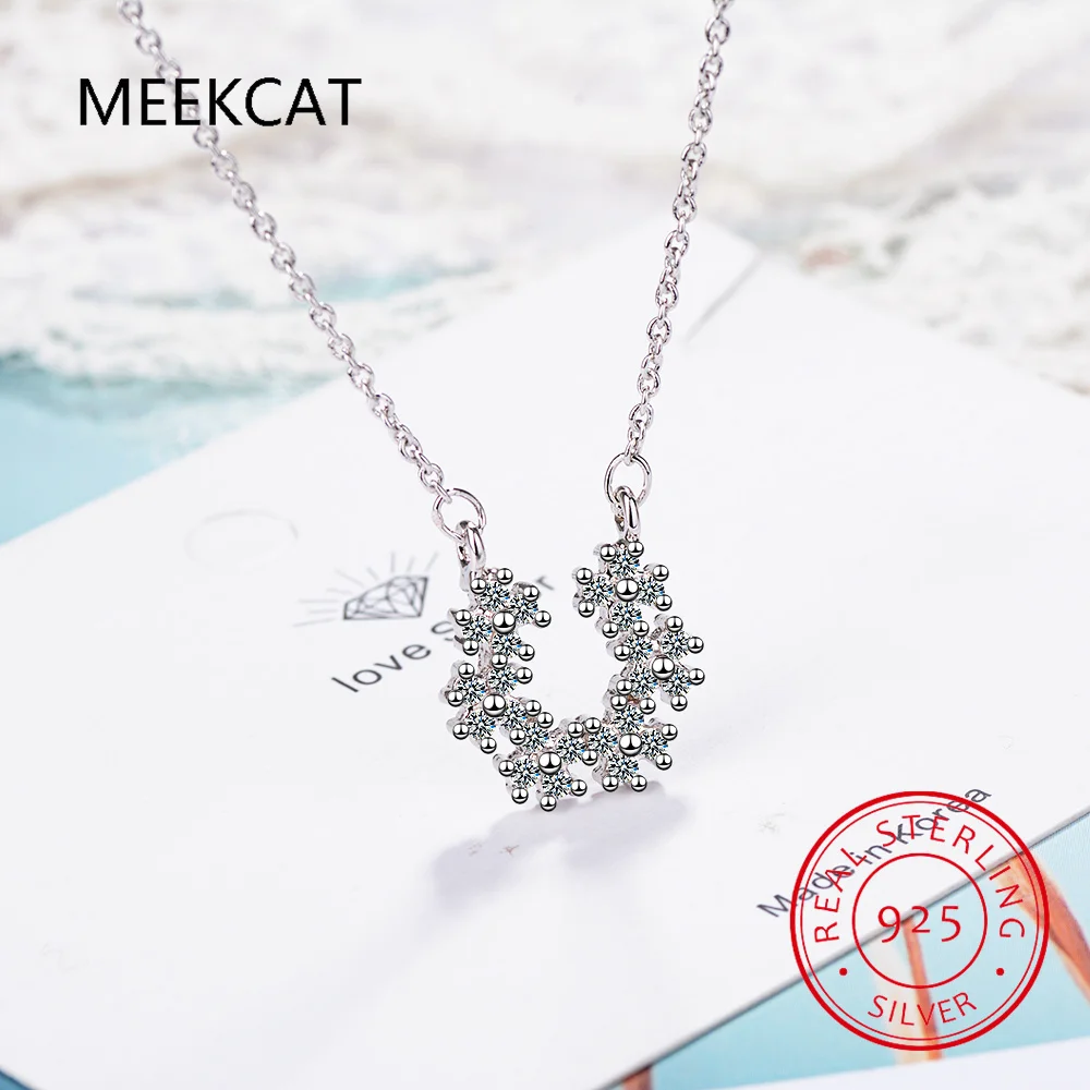 Dop Shipping 925 Sterling Silver Filled Zircon Horse Shoe Necklace U Shape Creative Chain Fine Jewelry Girl Valentine's Day Gift