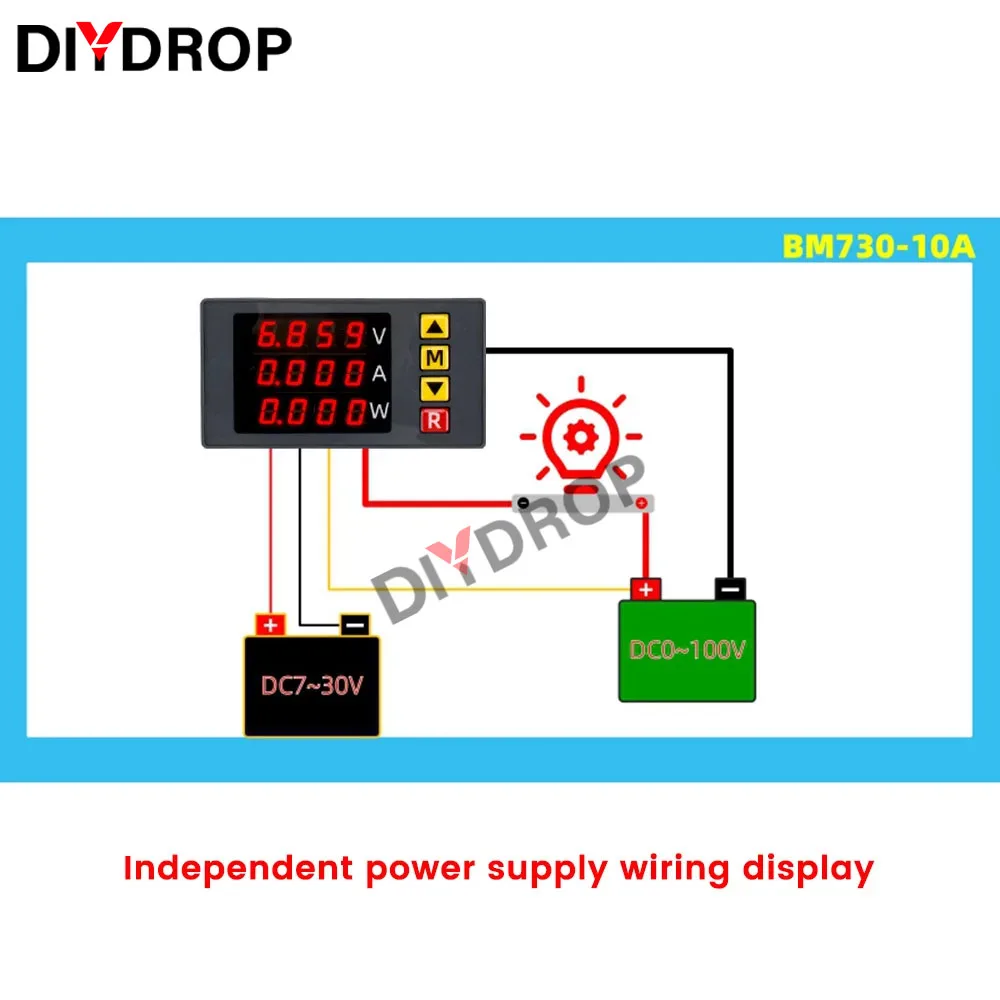 1000W DC Digital Voltmeter Ammeter Wattmeter 0-100V 10A Voltage Current Energy Meter Power Meter Voltage Detector Current Meter