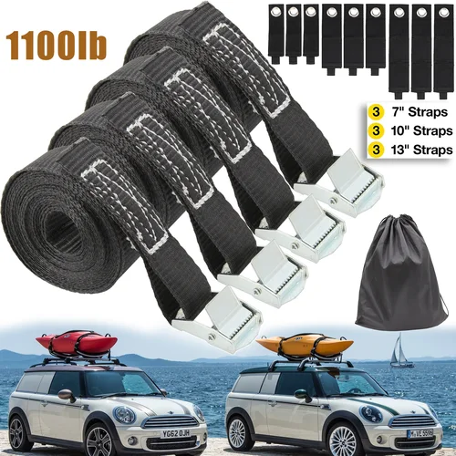 Correas de amarre de 1100 libras, cinturón de amarre para coche, RV, motocicleta, bicicleta con hebilla de Metal, cuerda de remolque, trinquete fuerte para bolsa de equipaje de carga, Kayak