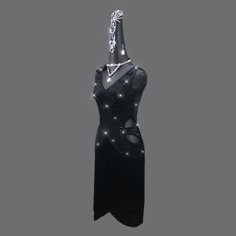 Robe de Concours de brevLatine pour Femme et Fille, Costumes de brevLatine, Strass Kly, Noir et Rouge, Rotterdam