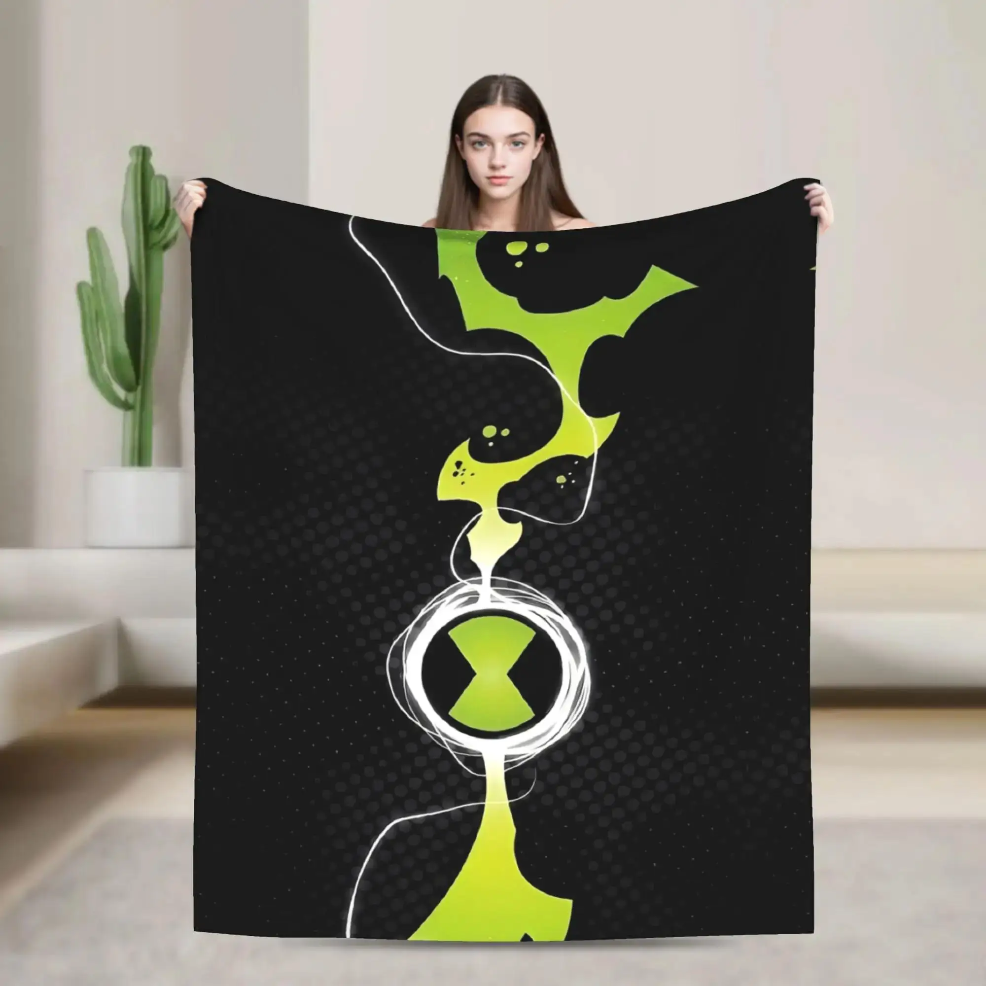 

Soft Warm Ben Omnitrix Unleashed Flannel Throw Blanket for Bed Sofa Camping Bedroom Print Bedspread Cover
