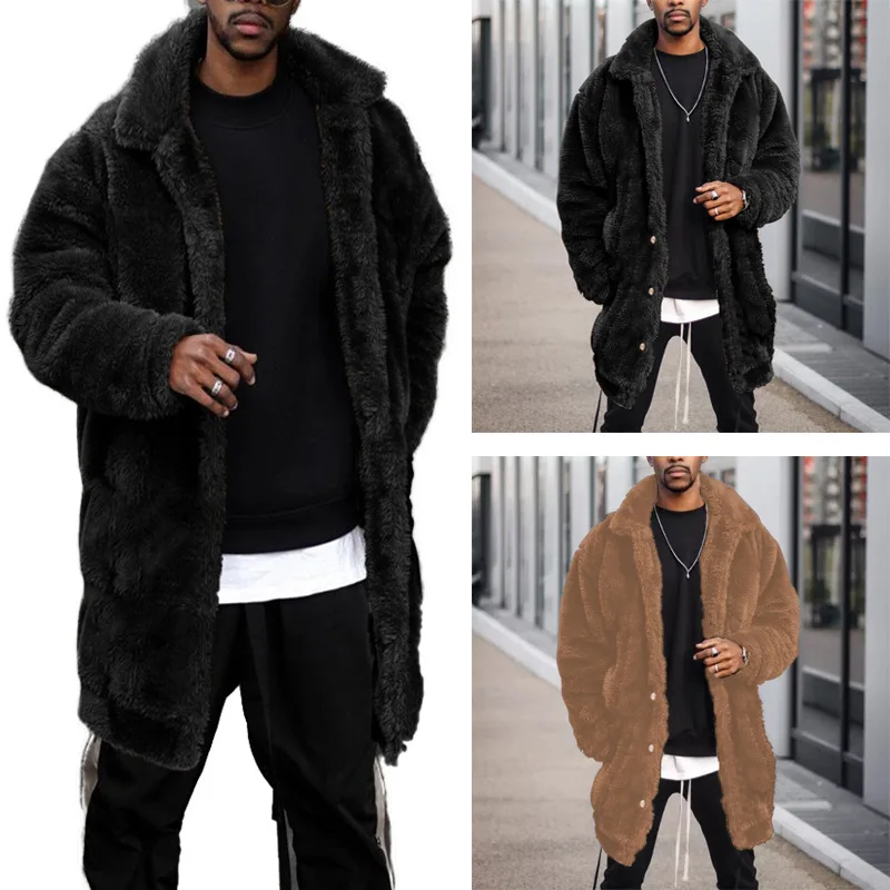 

Clothing European And American Independent Station Foreign Trade Autumn Winter Loose Plush Warm Men's Long