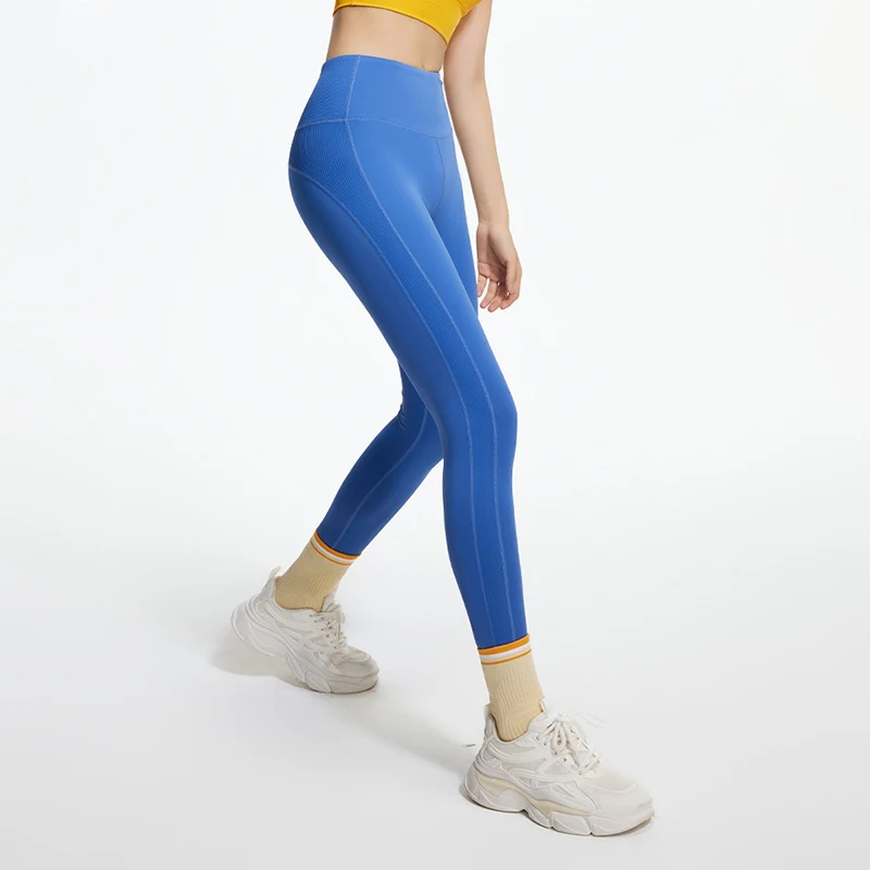 Gerippte Patchwork Pilates Yoga Hosen Frauen Stretch Hohe Taille Casual Sport Leggings High-End-Textur Radfahren Laufen Leggings