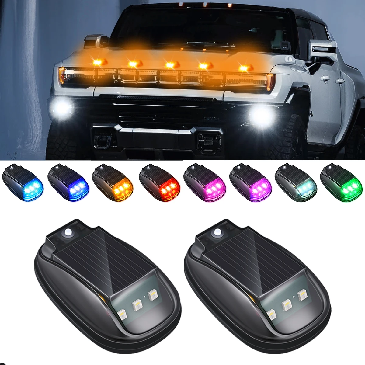 For Bike Solar LED Strobe Light USB Rechargeable RGB 7 Color Warning Flashing Light with Remote Control for Motorcycle Truck