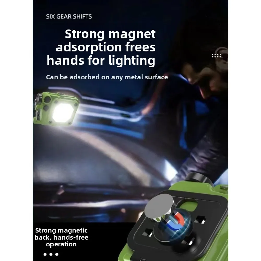 Ultra-Bright Mini Magnetic Keychain Flood Flashlight Multi-Gear Dimmable Portable Work Light for Outdoor Camping&Daily Lighting