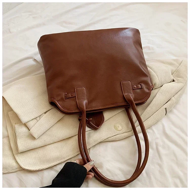 Large Capacity Solid Fashion PU Shoulder Bag Needle Buckle Sewing Thread Casual Tote Handbag 2024 Hot Sale Bags for Women Bolsa