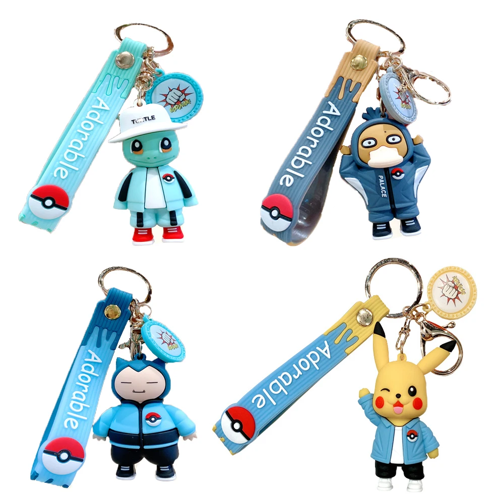 

New Pokemon Keychains Pikachu Squirtle Snorlax Classic Anime Cartoon Characters Lovely Q-version Backpack Pendant Creative Gifts