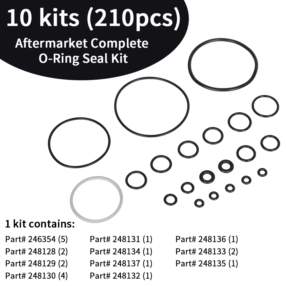 10 Bags Kit For OEM Orings Seal Ring 246355 Aftermarket Viton O-Ring Rebuild Kit