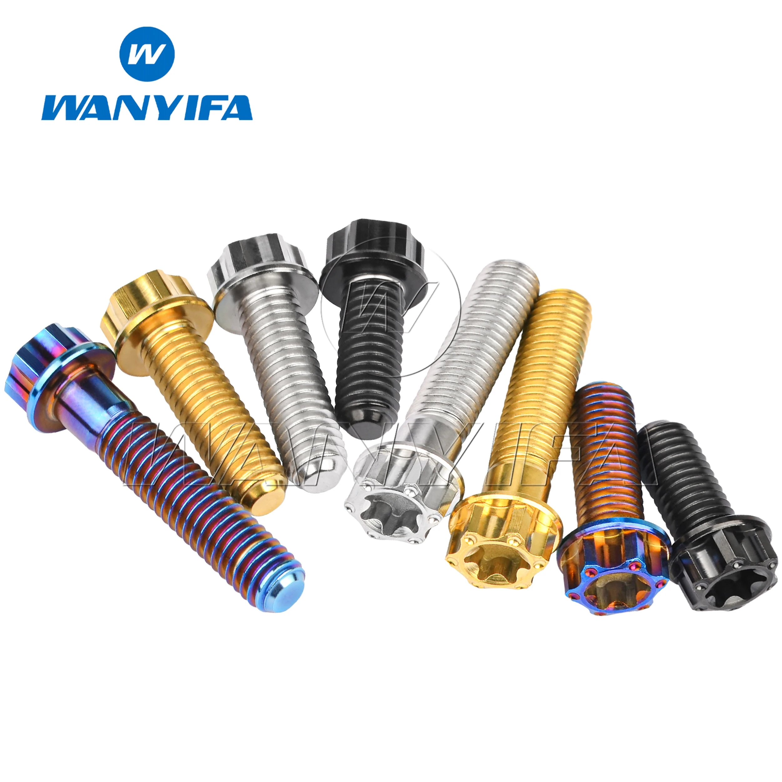 Wanyifa Titanium Bolt M6x15/20/25/30mm Flange Torx Head Pitch 1.0mm Screws for Motorcycle Refit 5/12PCS