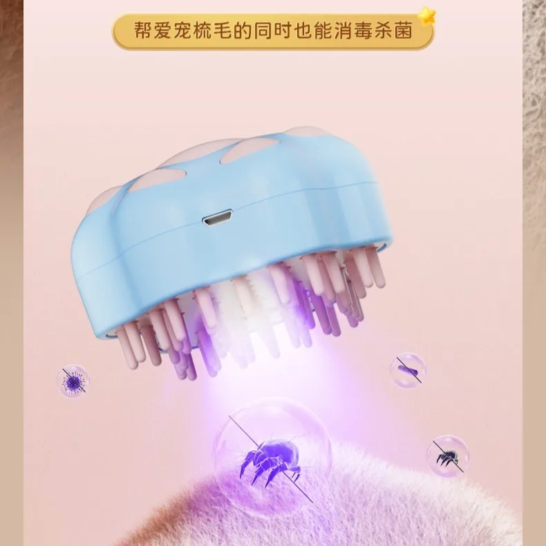 Pet Comb Electric Spray Comb Cats and Dogs Electric Brush Massage One-touch Anti-flying Hair Bathing Cleaning Portable Supplies