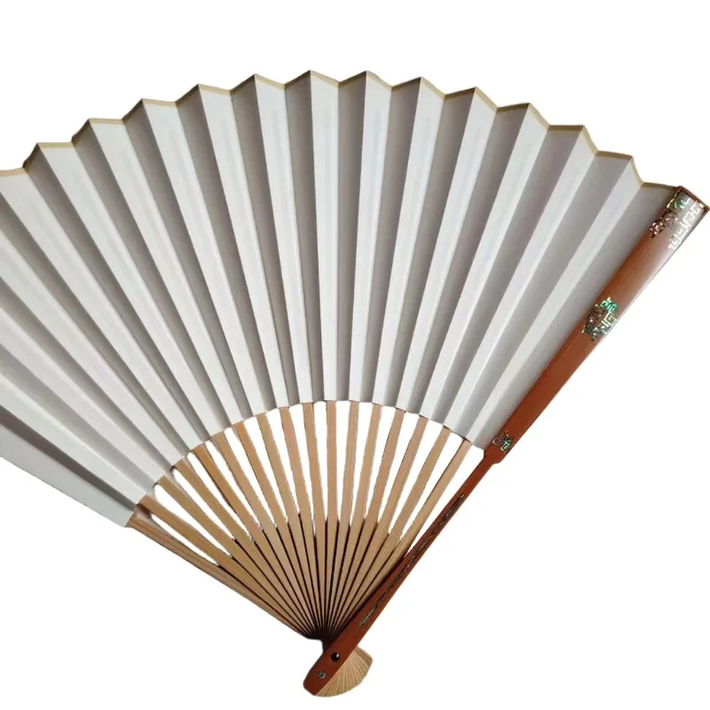 Hand-Painted Bamboo Folding Fan Custom Double-Sided Ink Landscape Calligraphy Rice Paper Hanfu Gift Wedding Decoration Bamboo