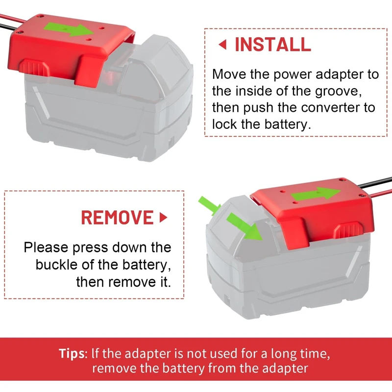 NEW Power Wheels Adapter for Milwaukee 18V Battery with Harness Connector 12AWG Wire Fuse Holder for Peg-Perego Kids Ride-on Toy