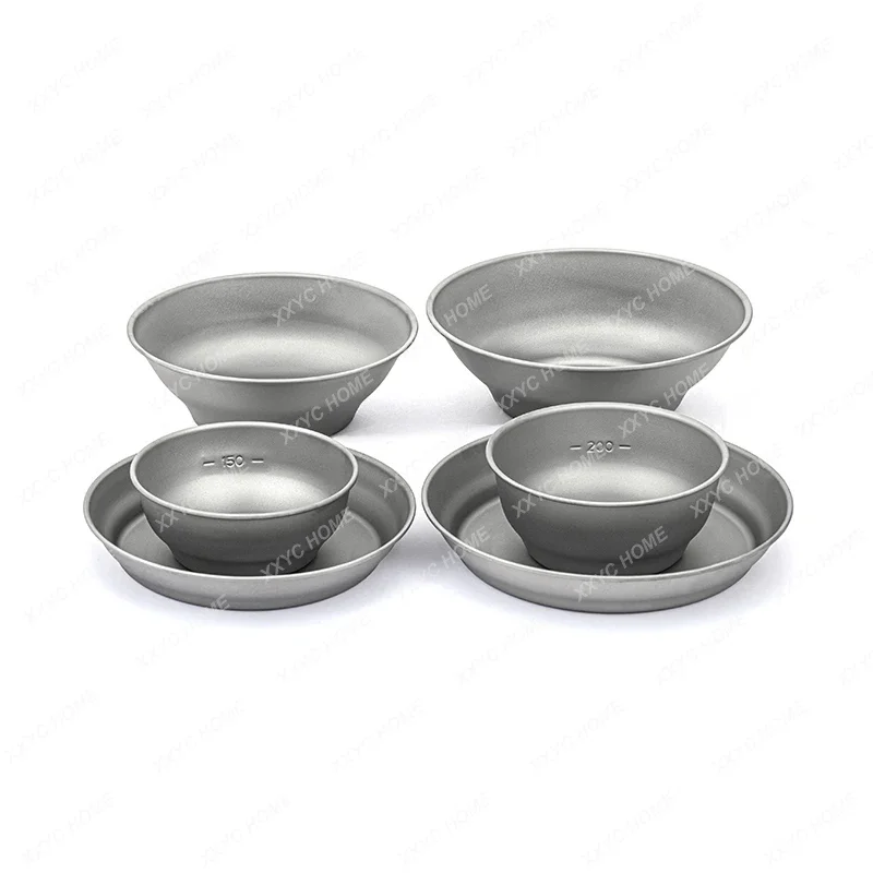 Outdoor Camping Picnic Portable Barbecue Tableware Picnic Bowl Dish Pure Titanium Camping Equipment Multi-Person Plate