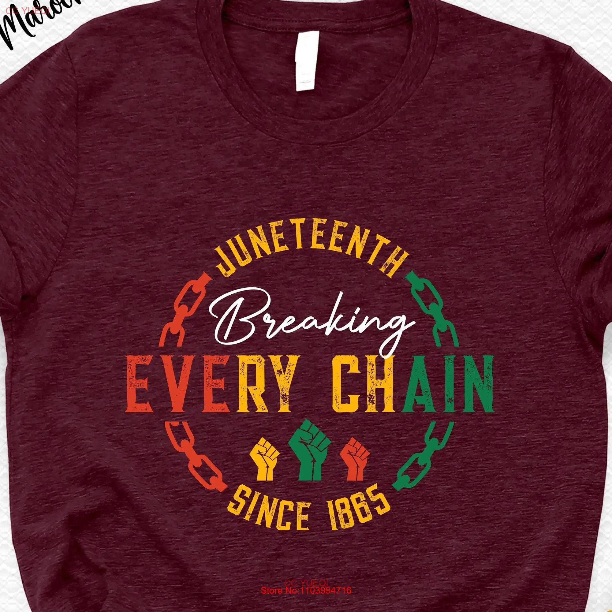 Футболка с надписью «Breaking each Chain» («во время черной культуры»), афроамериканская, меланин живет, длинный или короткий рукав, июнь 1865 года