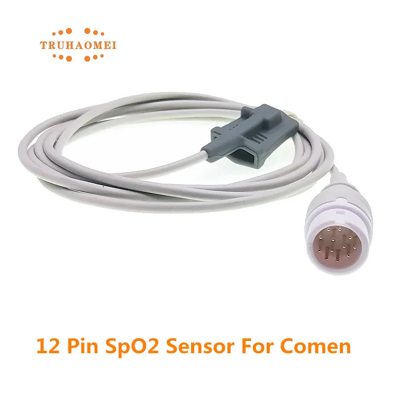 For Comen SpO2 Sensor Reusable 12 Pin Adult Pediatric Neonates Vet Clip Patient Monitoring C60 Star 8000 SAO2 Probe