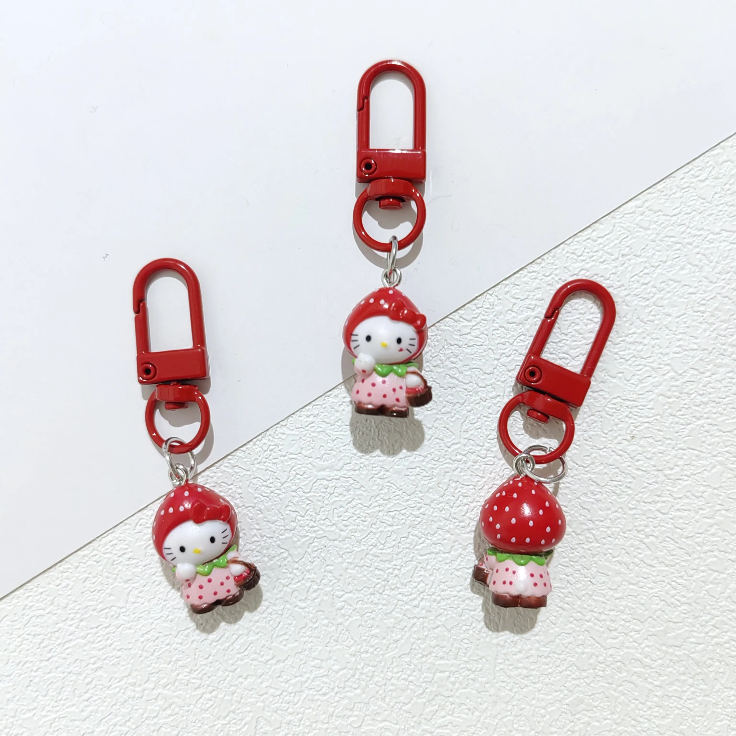 Kawaii Strawberry Car Keychains Mobile Pendant Funny DIY Phone Cute Keychain Decoration Accessories Anime Key Chains Friend Gift