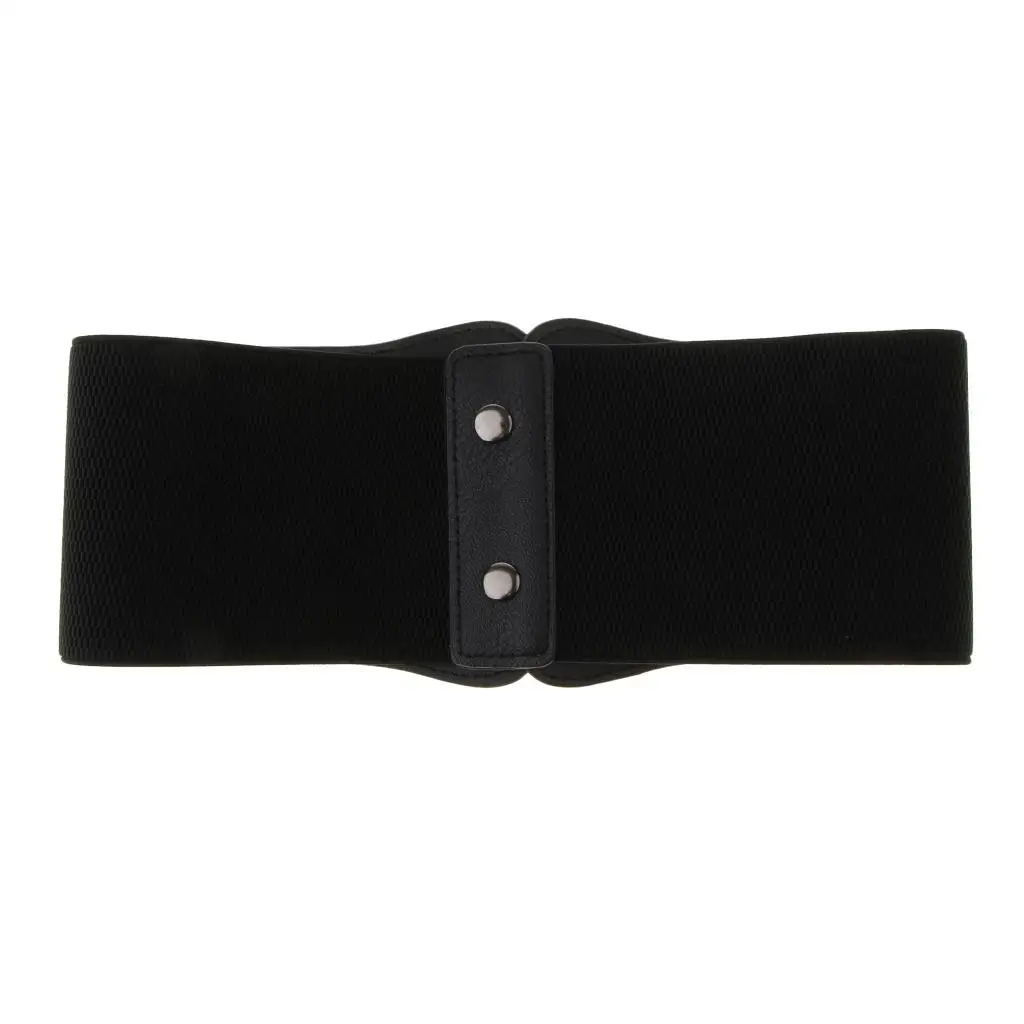 

Black Wide Leather Waist Cinch Belt Vintage Adjustable Corset Band Elastic Stretch for Luxury Brand Dresses