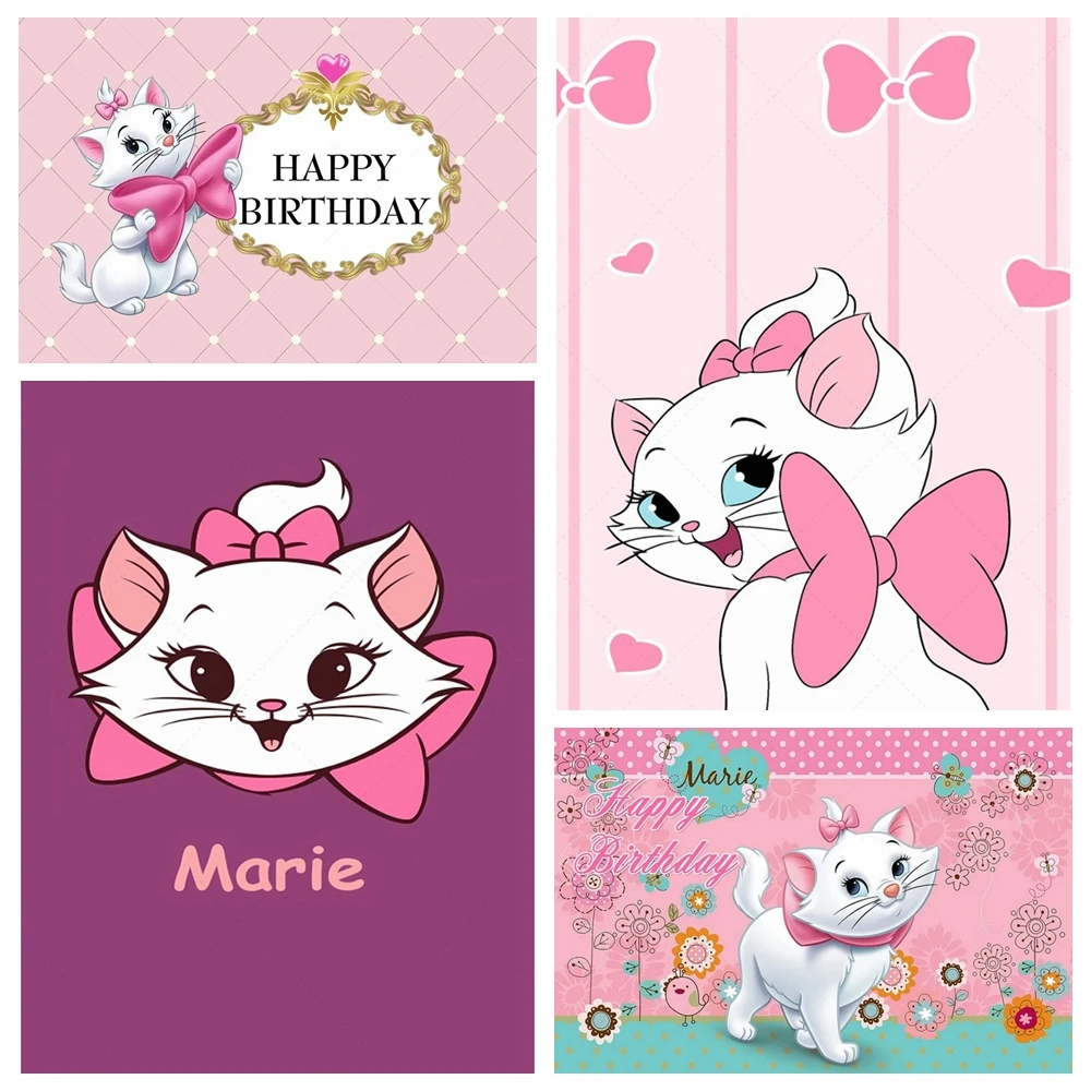 

Disney Marie Cat Birthday Background The Aristocats Pink Cat Girls Birthday Party Baby Shower Decorations Birthday Backdrop