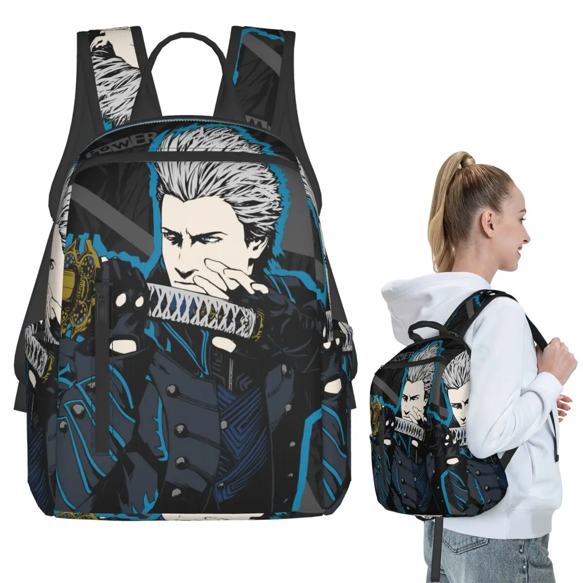 Vergil From The Devil May Cry Series Backpack Student BookBag Boys Girls School Bag Laptop Shoulder Bags Men Women