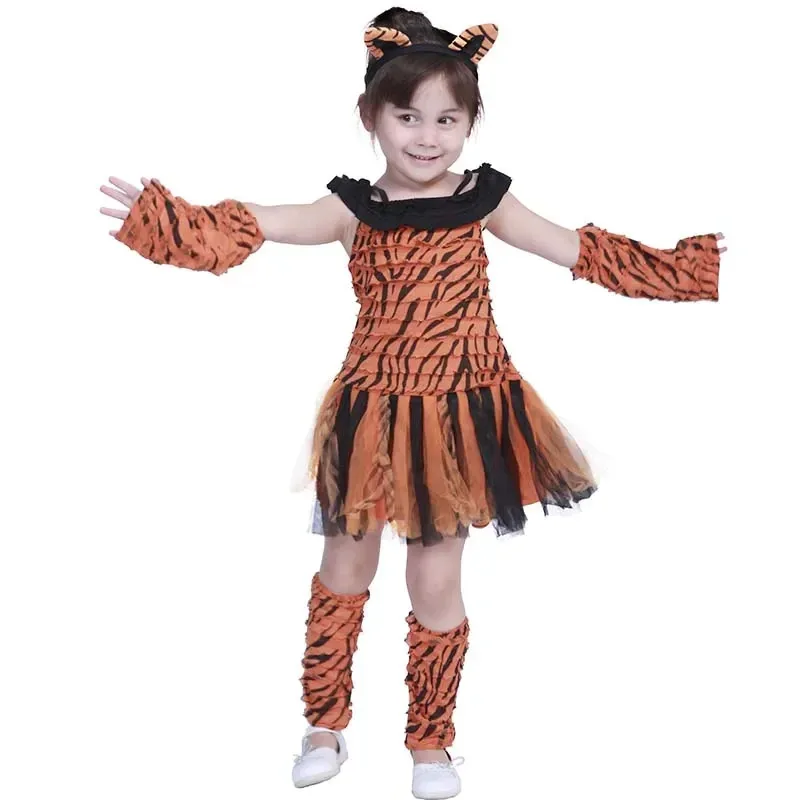 

NEW Girls Zebra Costume Kids Tiger Costume Child Tigress Cosplay Halloween Costume Purim Pink Cat Face Fancy Dress CXBHU8TKJ