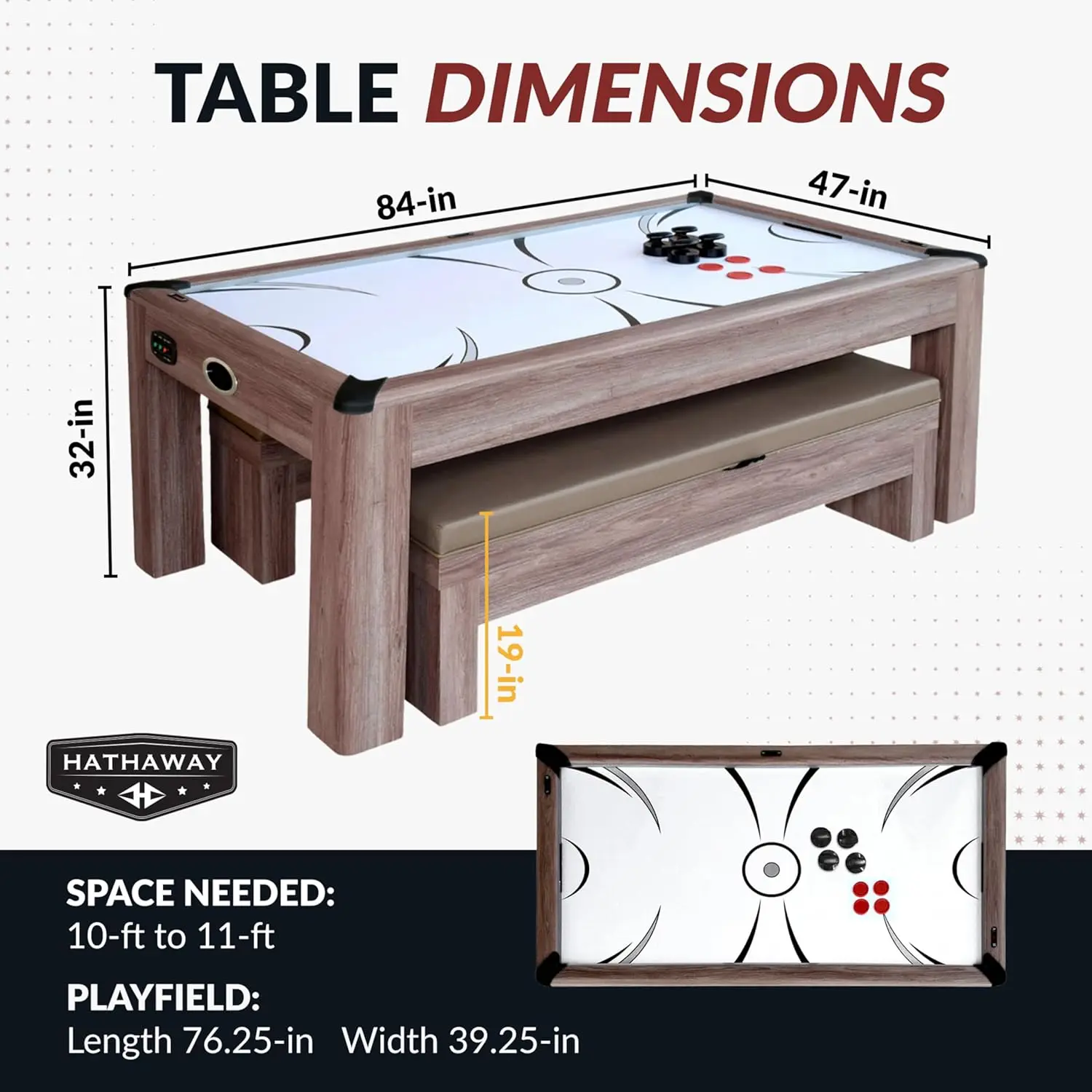 7 Ft Air Hockey Table for Home Game Room - with Table Tennis Top, Dining Surface, Electronic Scorer, Two Stor