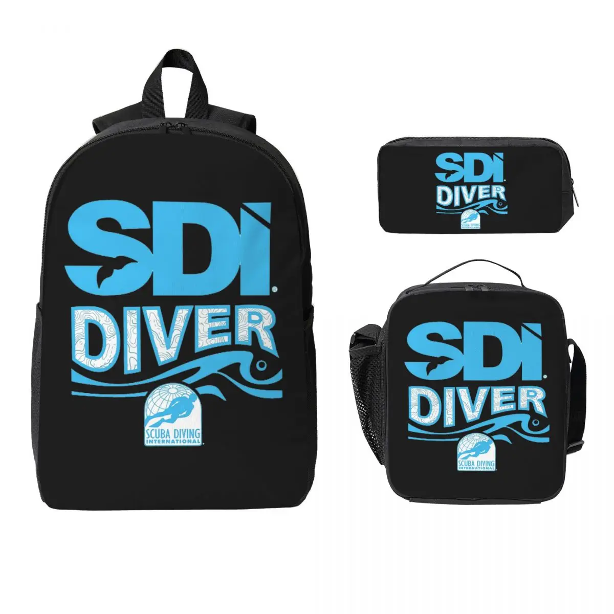 

Scuba Diving International (SDI) Backpack Student BookBag School Bag Laptop Shoulder Bags 3ps Insulated Lunch Bag Pencil Case
