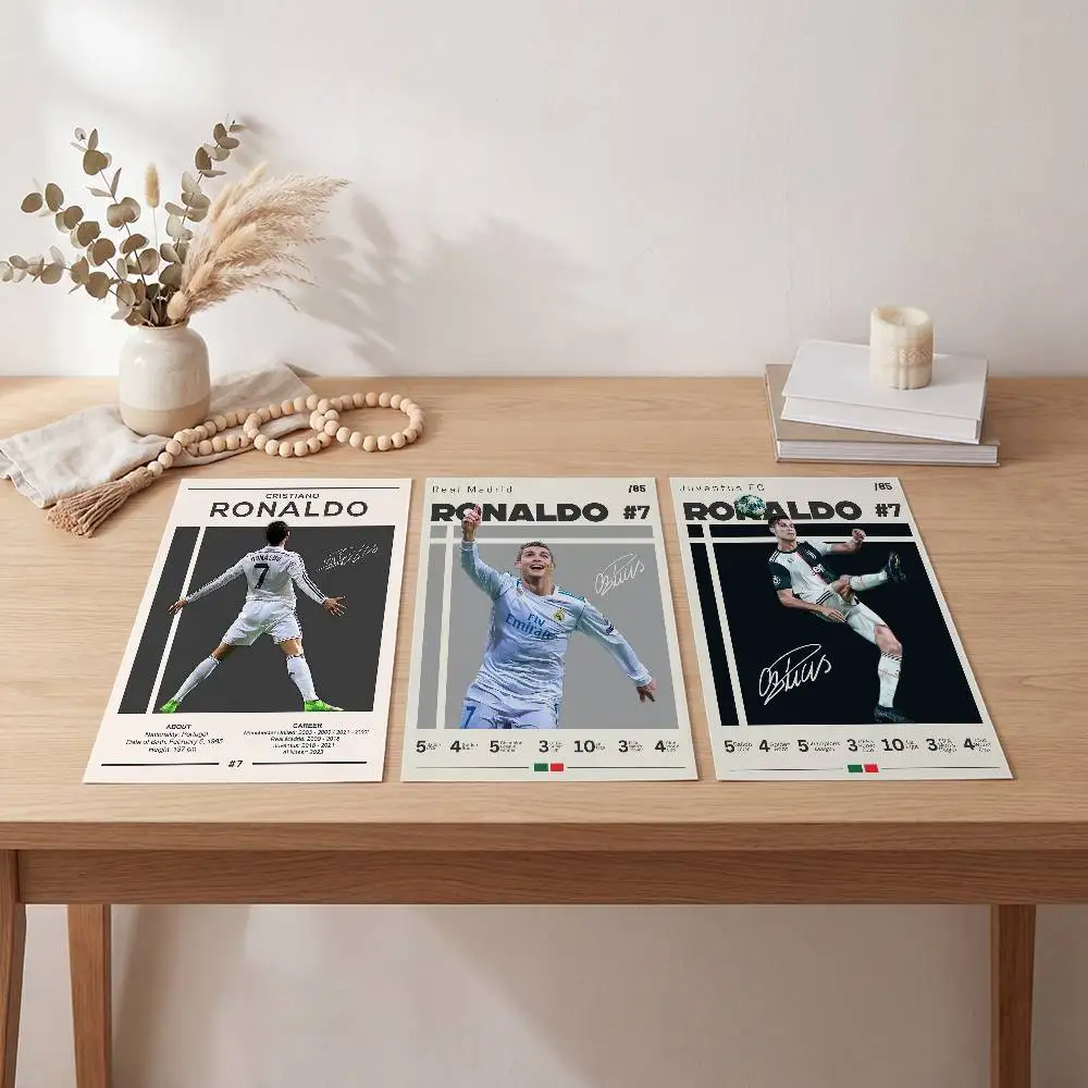 Portugal Super Football Star C-CR7 Anime Poster Self-adhesive Art Waterproof Paper Sticker Coffee House Bar Room Wall Decor