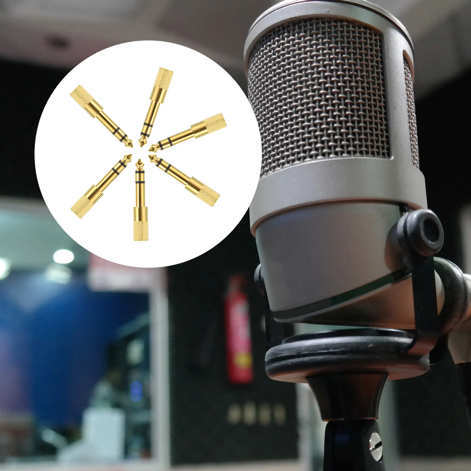 

6pcs Audio Adapter 6.35Mm Male To 3.5Mm Female Zinc Alloy Connector For Microphone Guitar Headphone Equipment