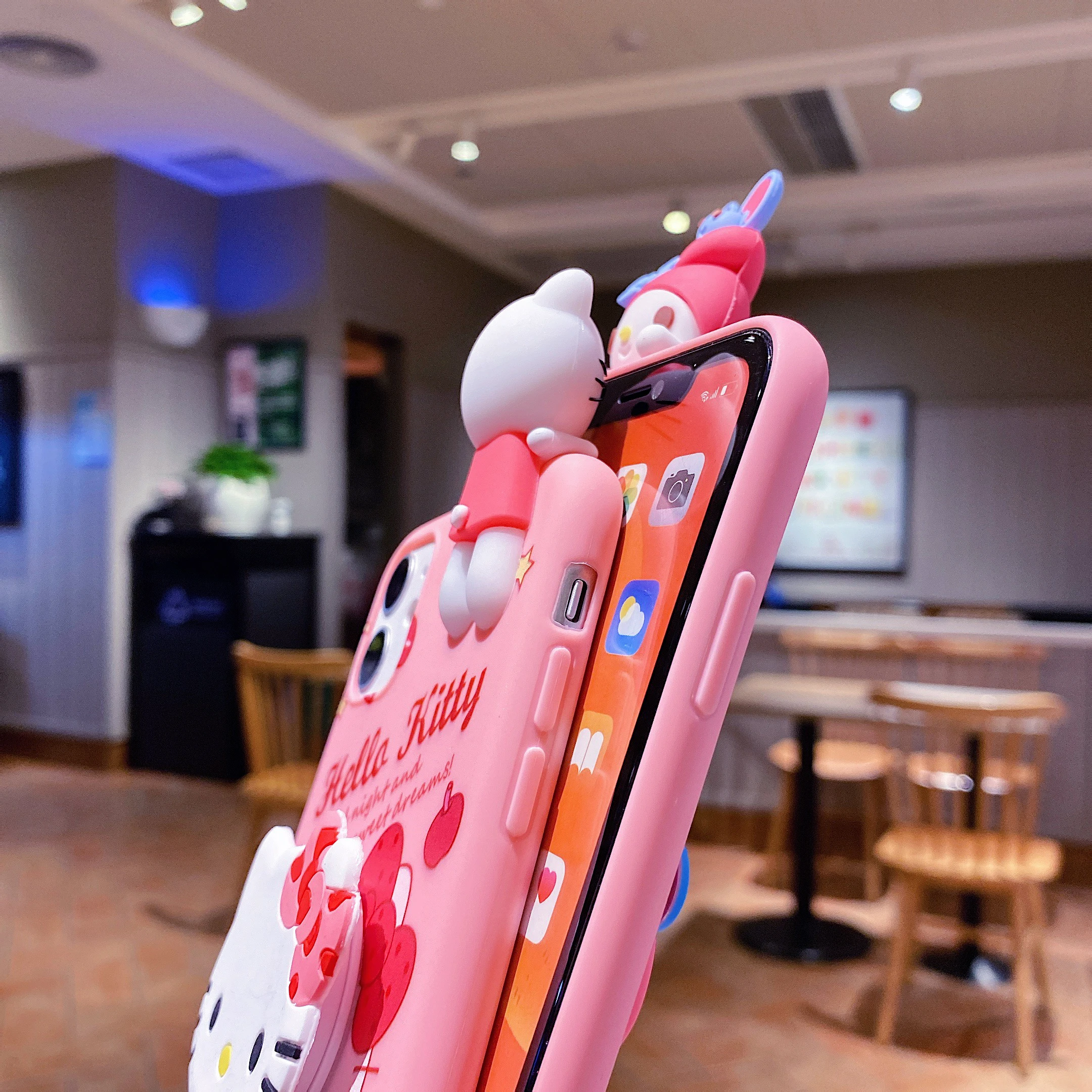 For iPhone 17 16 16e 15 14 13 12 11 Pro Max Air XR X XS Max 6 6S 7 8 Plus SE 3D Cartoon Sanrio Kitty Melody Holder Lanyard Case