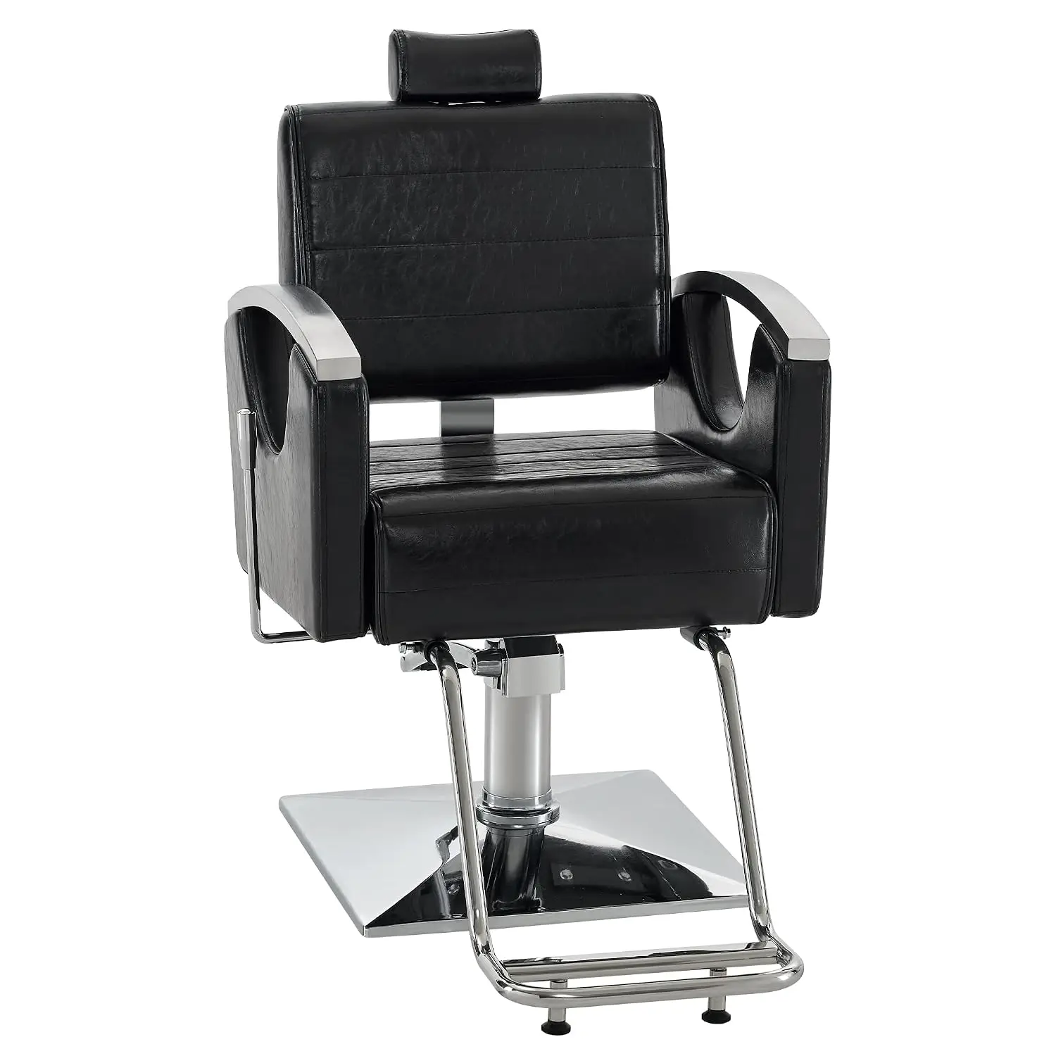 Reclining Barber Chair for Hair Salon & Beauty Spa, Heavy Duty Hydraulic Styling Equipment with Headrest, Black, Customized