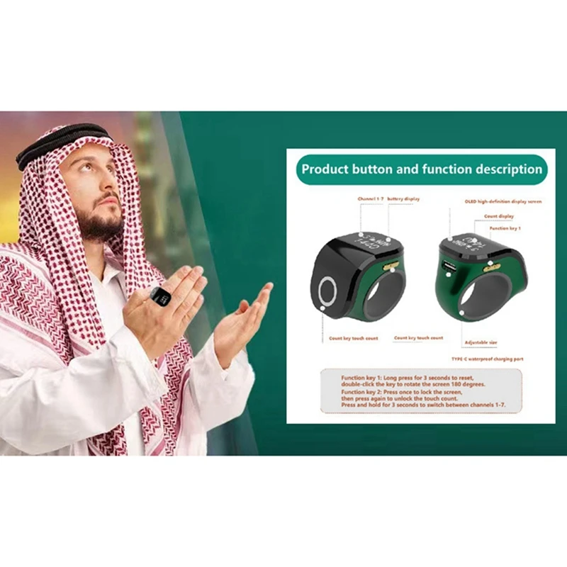 NEW-Digital Counter Portable Points Rechargeable Ring Ring Idea Tally Counter Smart Touch Finger Counter