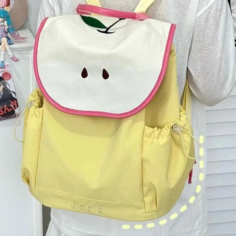 Apple Red Backpacks Back To School Kawaii Y2K Guava Cartoon Nylon 10 Inch Student Versatile Backpacks Zipper Mini Backpacks New