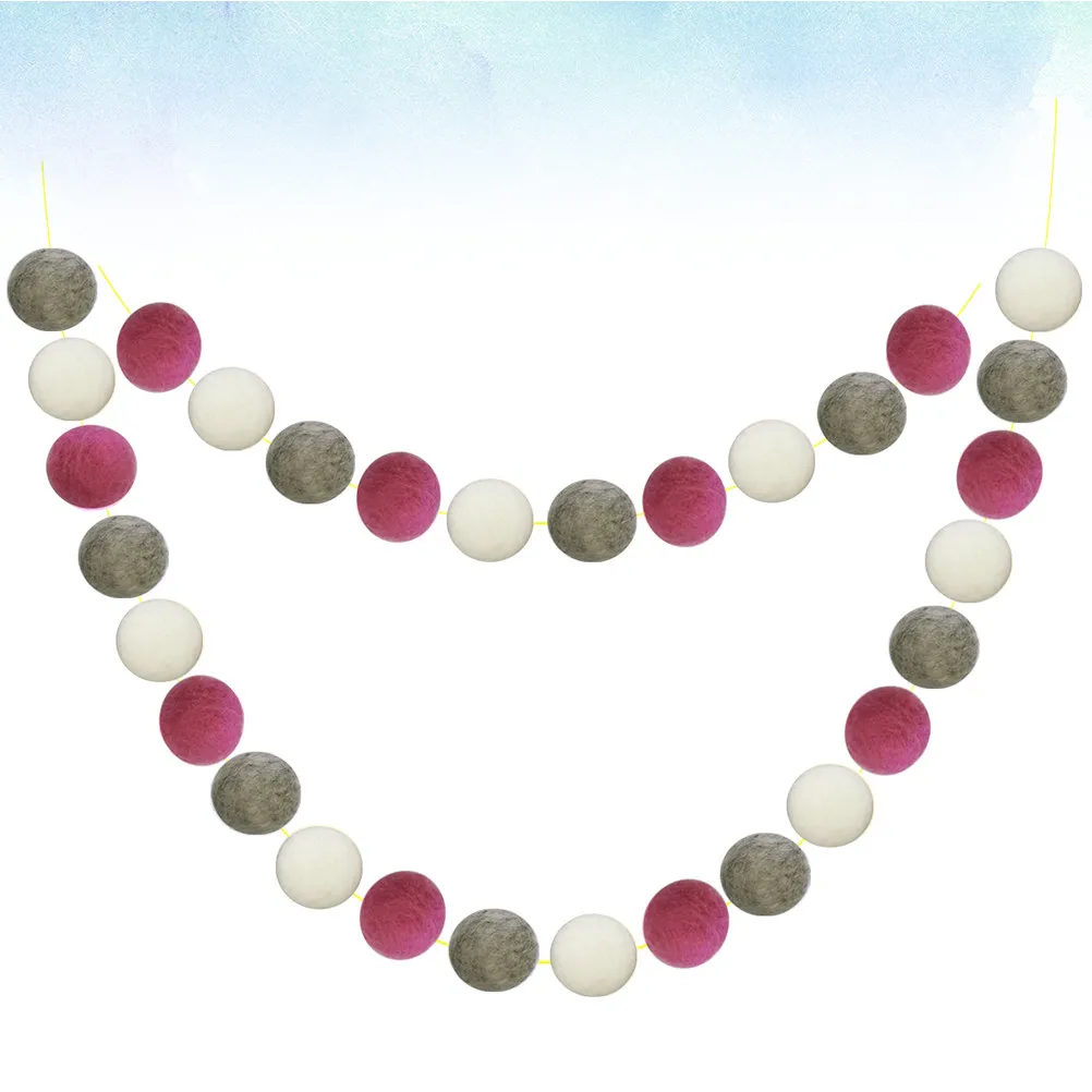 

2M Handmade Wool Ball Garland for Party Decoration Home Birthday Wedding Hanging Decor Festive Room Wall Window Mantel Table