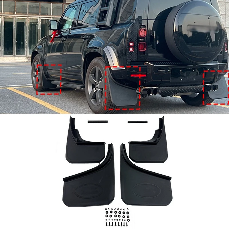

Широкие брызговики, брызговики для Land Rover Defender L663 2020 2021 2022 2023, внедорожный передний и задний комплект из 4 предметов