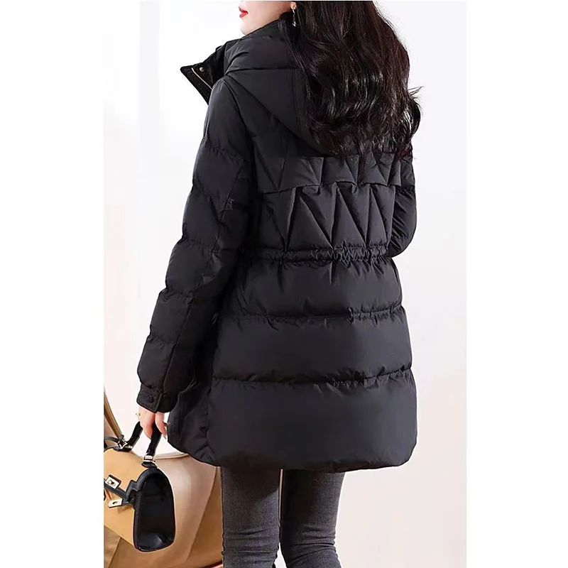 

Hooded Women's Light Down Coat Women Parkas 2025 Winter Ladies New Explosion Warm Cotton Padded Jacket Long Fashion Outwear Tops