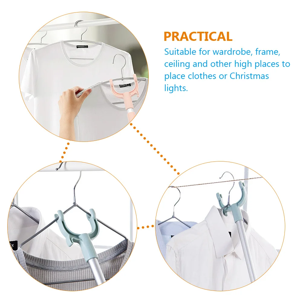 Telescópico Roupas Rack Gancho, Cabide, Heavy Duty Pólo, Varal, Longo Ganchos, Pp, 2 Pcs