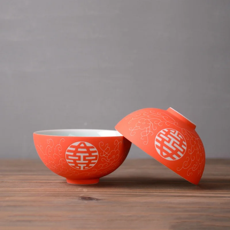 ★Double Happiness Bowl for Mr. Qing, Bowl for Early Birth, Wedding Gift, Festive and Auspicious Features